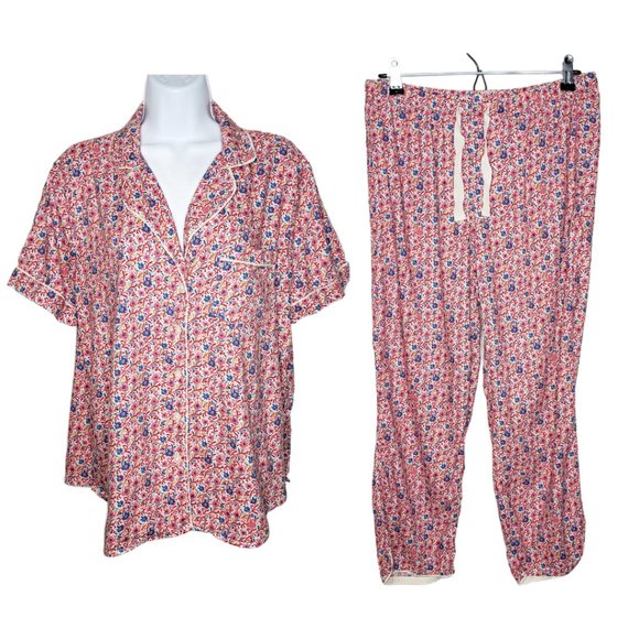 LOFT Other - Loft Women's Sz S Classic Floral Pajamas Button Front Top Cropped Pant (1240)